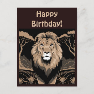 Vintag Lion Portrait Postkarte