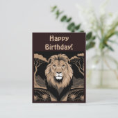Vintag Lion Portrait Postkarte (Stehend Vorderseite)