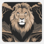 Vintag Lion Portrait Quadratischer Aufkleber (Vorderseite)
