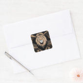 Vintag Lion Portrait Quadratischer Aufkleber (Umschlag)