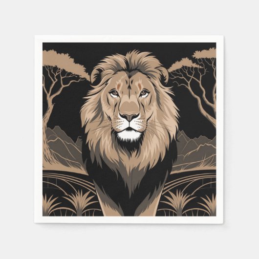 Vintag Lion Portrait Serviette (Vorderseite)