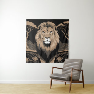 Vintag Lion Portrait Wandteppich