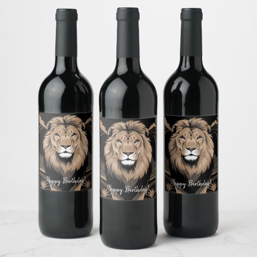Vintag Lion Portrait Weinetikett (Flaschen)