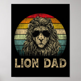Vintag Lion Vater Lion Liebt Daddy Father&# s Day Poster