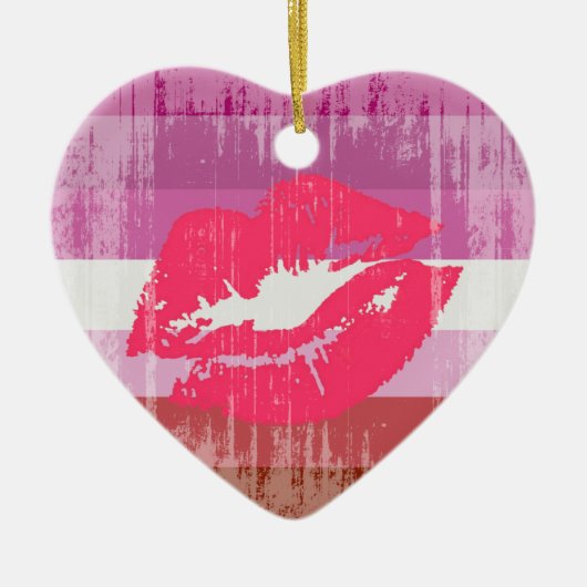 Vintag Lipstick Lesben Keramikornament (Vorne)