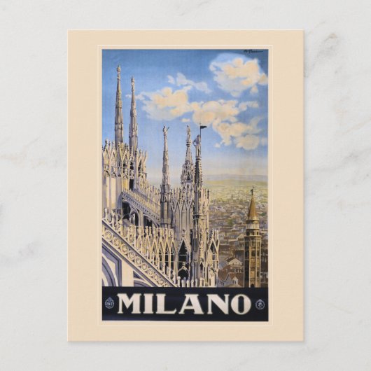 Vintag Litho Travel und Mailand Italien Postkarte (Vorderseite)