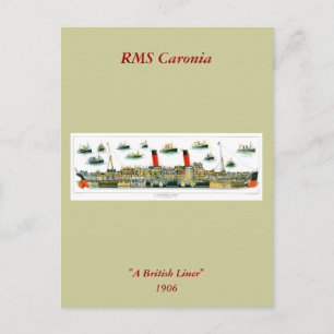 Vintag Lithograph British Ocean Liner RMS Caronia Postkarte