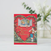 Vintag Little Boy Serenades Little Girl Valentine Postkarte (Stehend Vorderseite)