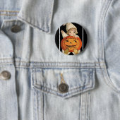 Vintag Little Girl Big Halloween Pumpkin Round Button (Beispiel)