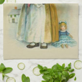 Vintag Little Girl Chubby Cheeks Hat Dolls Küchentuch (Gefaltet)