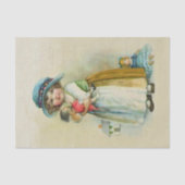 Vintag Little Girl Chubby Cheeks Hat Dolls Seidenpapier (Vorderseite)