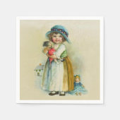 Vintag Little Girl Chubby Cheeks Hat Dolls Serviette (Vorderseite)