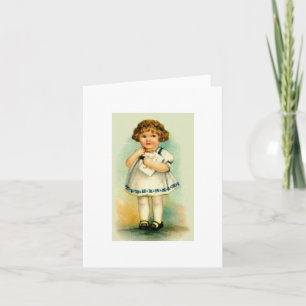 Vintag Little Girl - Curly Hair - Niedliche Note C Karte