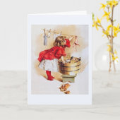 Vintag Little Girl Note Card Karte (Gelbe Blume)