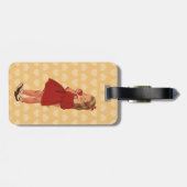 Vintag Little Girl Red Dress Apple Gepäckanhänger (Rückseite horizontal)