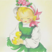 Vintag Little Girl Retro Niedlich Aufkleber (Vorderseite)