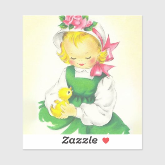 Vintag Little Girl Retro Niedlich Aufkleber (Blatt)