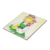 Vintag Little Girl Retro Niedlich Fliese (Seite)