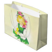 Vintag Little Girl Retro Niedlich Große Geschenktüte (Rückseite Schrägansicht)