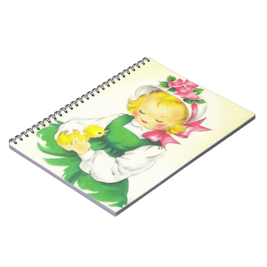 Vintag Little Girl Retro Niedlich Notizblock (Linke Seite)