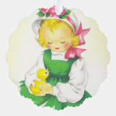 Vintag Little Girl Retro Niedlich Ornament Karte (Rückseite)