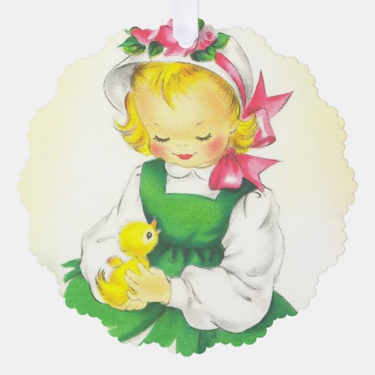 Vintag Little Girl Retro Niedlich Ornament Karte (Vorderseite)