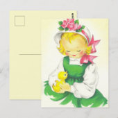 Vintag Little Girl Retro Niedlich Postkarte (Vorne/Hinten)