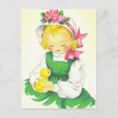 Vintag Little Girl Retro Niedlich Postkarte (Vorderseite)
