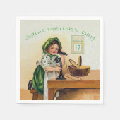 Vintag Little Girl St. Patrick's Day Serviette (Vorderseite)