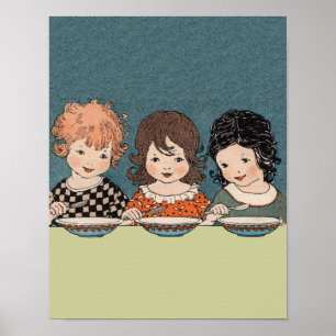 Vintag Little Girls Eating Soul Drei Schwestern Poster