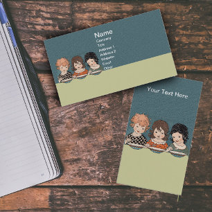 Vintag Little Girls Eating Soul Drei Schwestern Visitenkarte