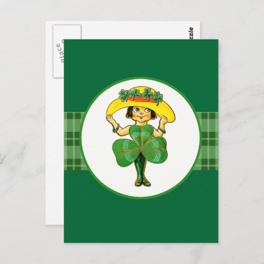Vintag Little Irish Girl St. Patrick's Day Postkarte (Vorne/Hinten)