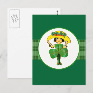 Vintag Little Irish Girl St. Patrick's Day Postkarte