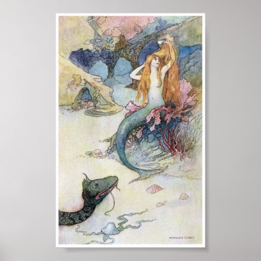 Vintag Little Mermaid Mairy Tale Illustration Poster (Vorne)