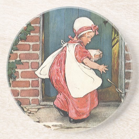 Vintag Little Miss Muffet Spider Kinderzimmer Rhym Getränkeuntersetzer (Vorne)