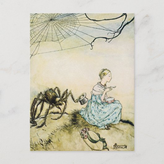 Vintag Little Miss Muffet von Arthur Rackham Postkarte (Vorderseite)