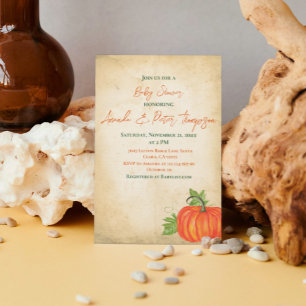 Vintag Little Pumpkin Orange Greenery Baby Shower Einladung