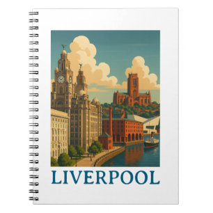 Vintag Liverpool England Reisen Stadt Ansicht Notizblock