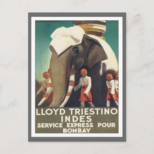 Vintag Lloyd Triestino Indien Postkarte (Vorderseite)