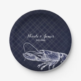 Vintag Lobster Navy Blue Elegante Chic Empfang Pappteller