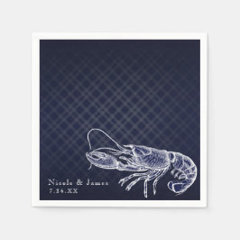 Vintag Lobster Navy Blue Elegante Chic Empfang Serviette