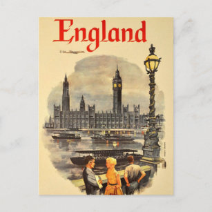 Vintag London Air Travel Big Ben Parliament Postkarte