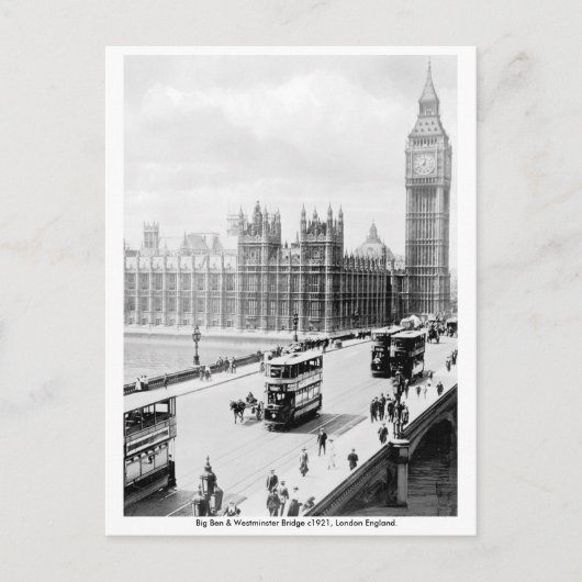 Vintag London, Big Ben, Westminster Bridge Postkarte (Vorderseite)