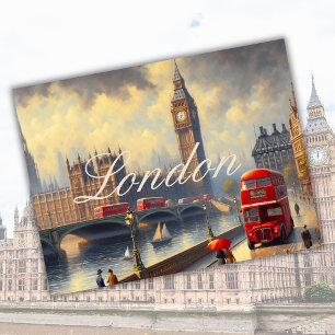 Vintag London City England Big Ben Travel Art Postkarte