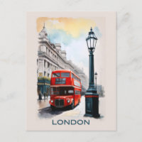 Vintag London England Red Bus Travel