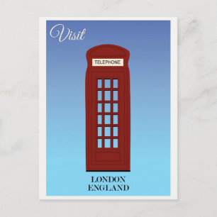 Vintag London England Red Phone Booth Travel Postkarte