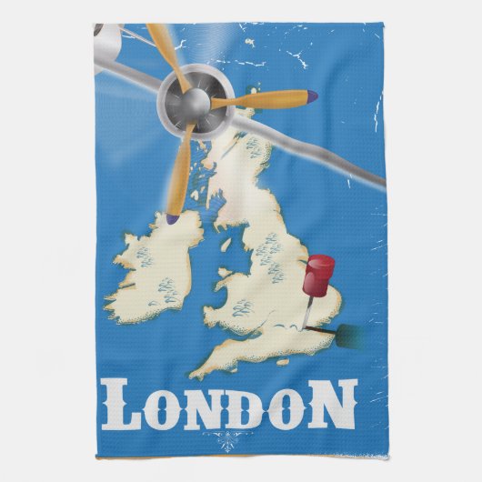Vintag London, England Travel Poster Geschirrtuch (Vertikal)