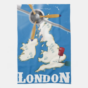 Vintag London, England Travel Poster Geschirrtuch