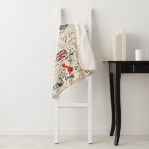 Vintag London Sherpa Blanket Sherpadecke