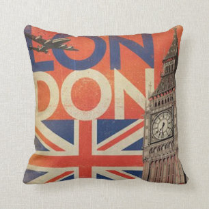 Vintag London Throw Pillow Kissen